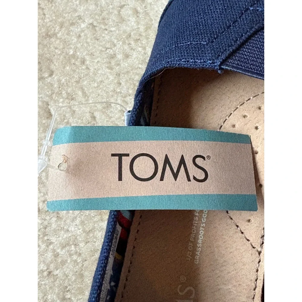 TOMS Women Navy Canvas Alpargata Slip On Flat Shoes 10000873 Size 7 NEW